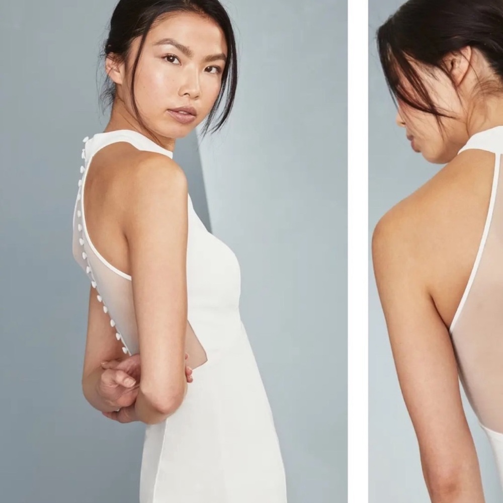 BHLDN AMSALE - Crepe Sheath Dress in Ivory - Picture 4 of 10